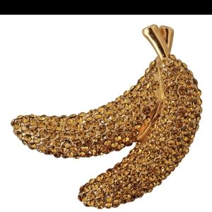 DOLCE & GABBANAGold Banana Crystal Pin Yellow Rhinestone AccentsBrooch